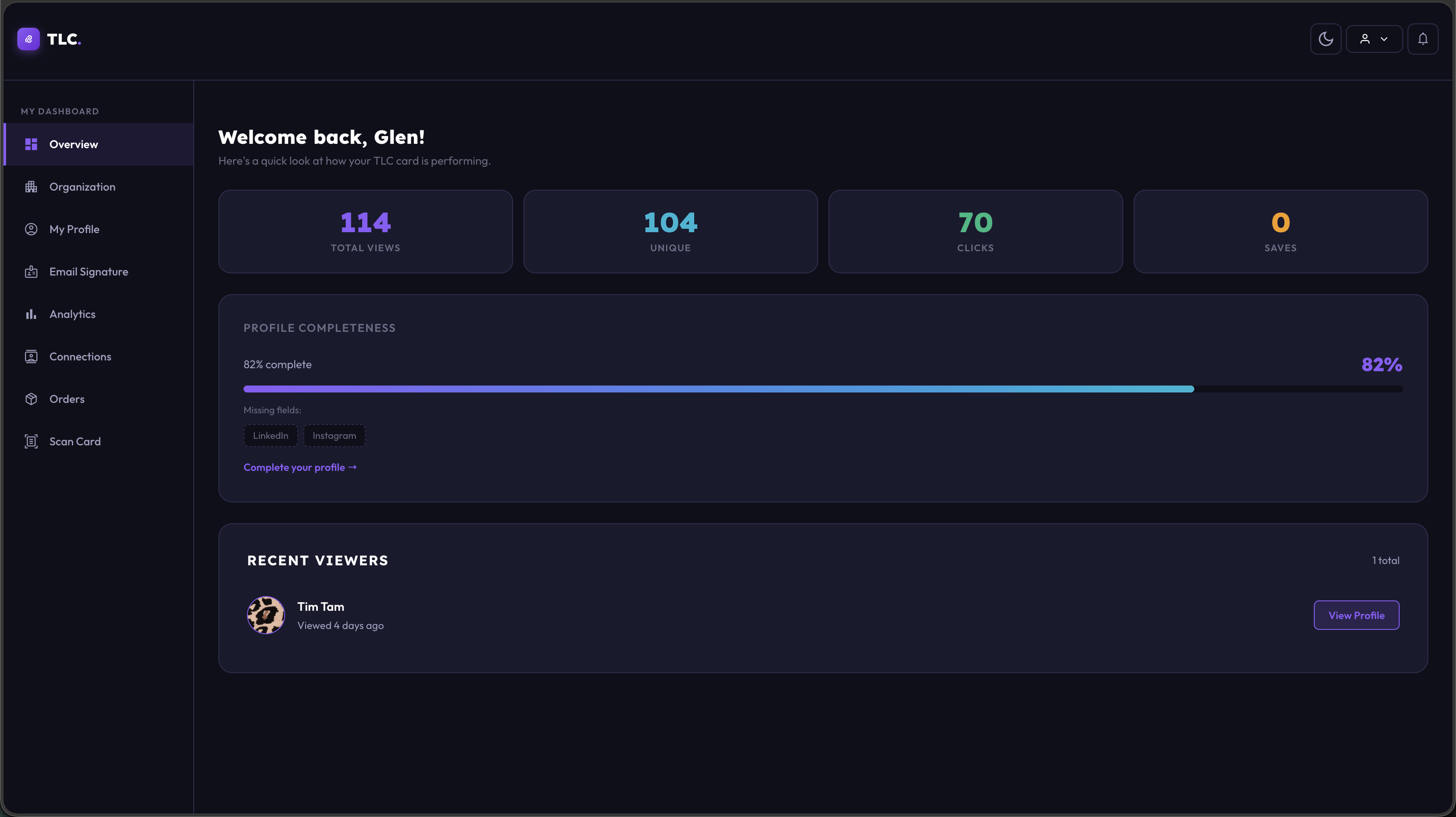 TapLinkConnect individual cardholder dashboard